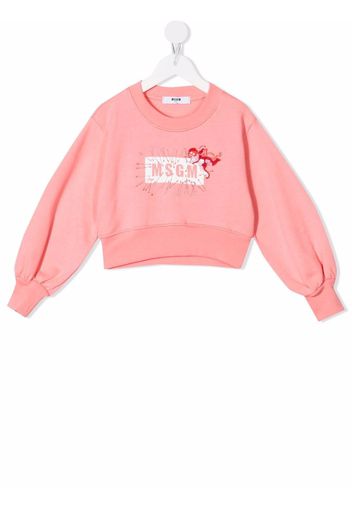 MSGM Kids cupid-motif logo sweatshirt - Rosa