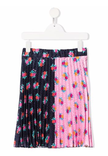 MSGM Kids floral-print pleated skirt - Blu