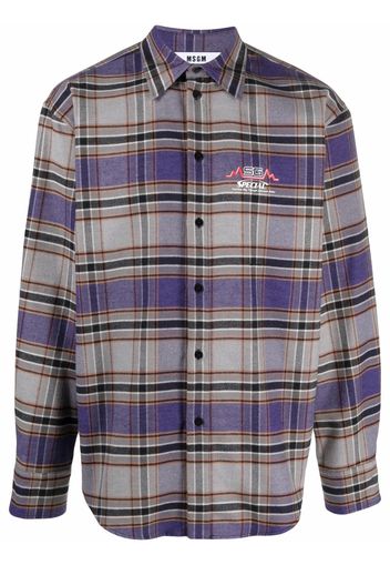 MSGM logo-print checked flannel shirt - Grigio