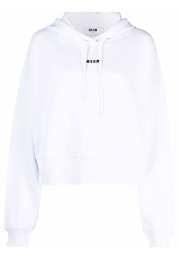 MSGM cropped logo hoodie - Bianco