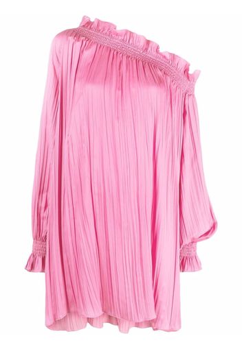 MSGM Abito monospalla con ruches - Rosa