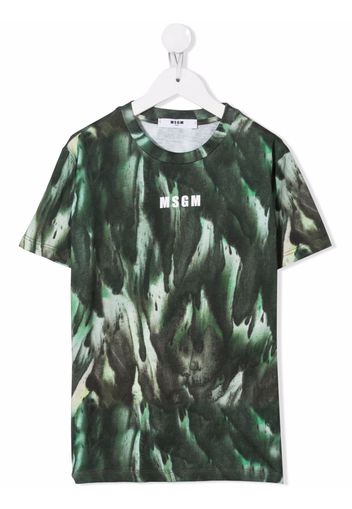 MSGM Kids TEEN abstract-print cotton T-Shirt - Verde