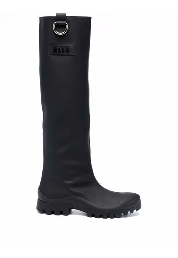 MSGM logo-patch knee-length boots - Nero