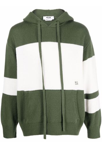 MSGM two-tone knitted hoodie - Verde