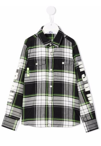 MSGM Kids check-print shirt - Nero