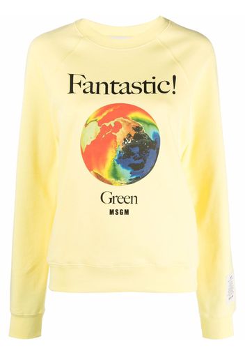 MSGM Fantastic logo-print crew neck sweatshirt - Giallo