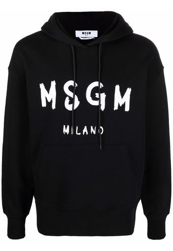 MSGM long-sleeved logo print hoodie - Nero