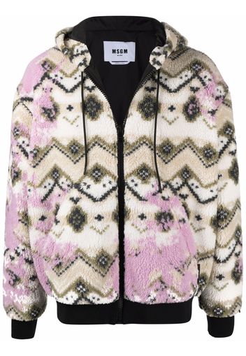 MSGM geometric print hooded jacket - Bianco