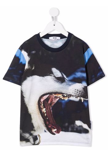 MSGM Kids wolf-print T-shirt - Nero