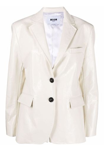 MSGM crackle-effect eco leather blazer - Bianco