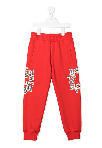 MSGM Kids Pantaloni sportivi con stampa - Rosso