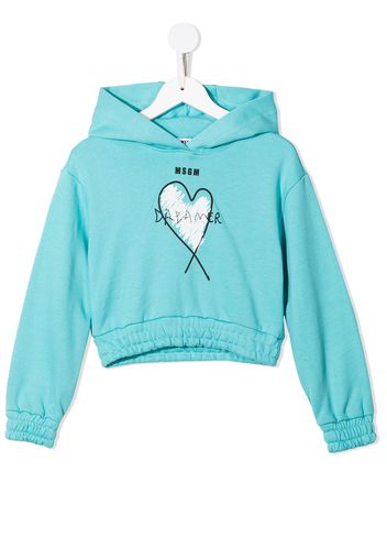 MSGM Kids logo-print pullover hoodie - Blu