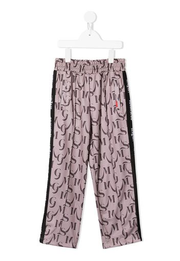 MSGM Kids monogram print trousers - Marrone