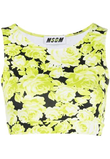 MSGM floral-print cropped vest - Verde