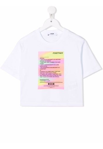 MSGM Kids graphic-print cropped T-shirt - Bianco