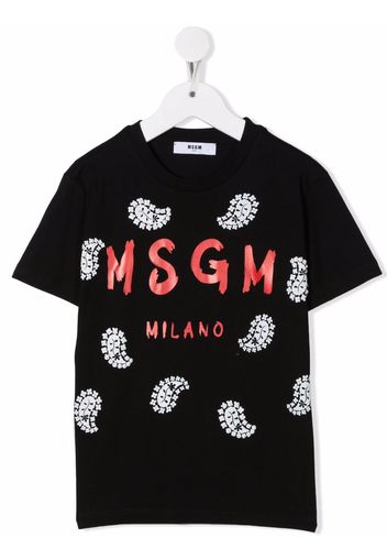 MSGM Kids logo-print crewneck T-shirt - Nero