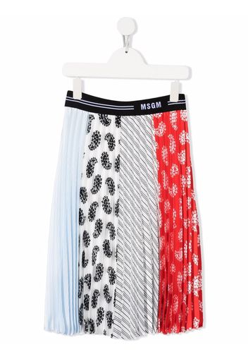 MSGM Kids patchwork pleated midi skirt - Bianco