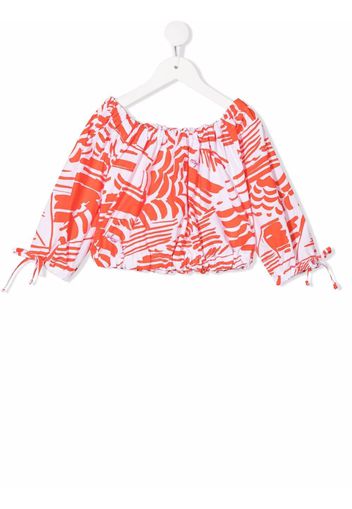 MSGM Kids tie-dye long-sleeve blouse - Arancione