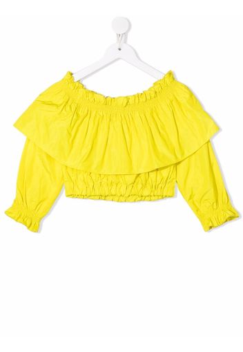 MSGM Kids off-shoulder cropped blouse - Giallo