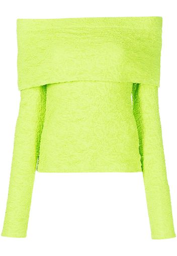 MSGM off-shoulder textured top - Verde