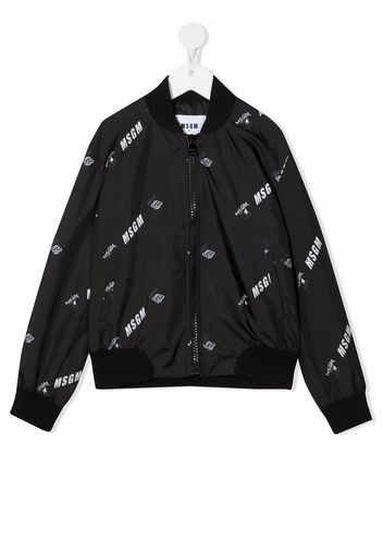 MSGM Kids logo-print bomber jacket - Nero