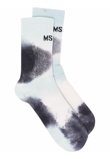 MSGM logo tie-dye socks - Blu