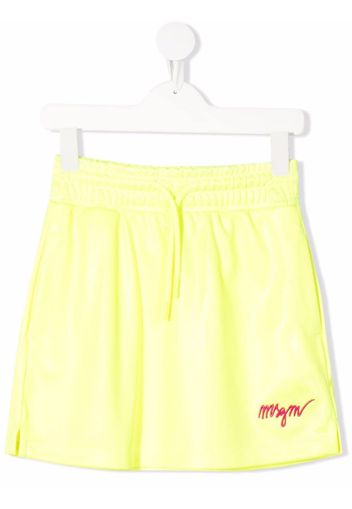 MSGM Kids embroidered-logo track skirt - Giallo