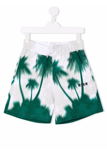 MSGM Kids palm tree-print shorts - Toni neutri