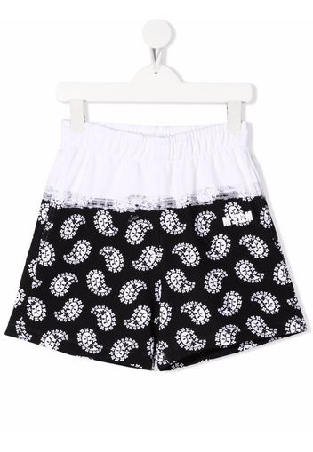 MSGM Kids paisley-print shorts - Bianco