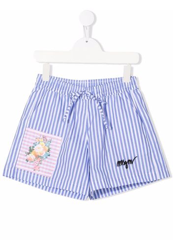 MSGM Kids striped patchwork shorts - Blu