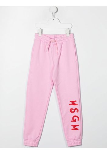 MSGM Kids logo-print tapered track pants - Rosa