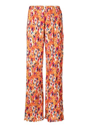 MSGM pleated floral-print trousers - Arancione