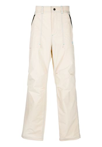 MSGM appliqué logo straight-leg trousers - Toni neutri