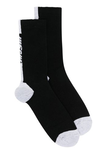 MSGM contrasting logo-print socks - Nero