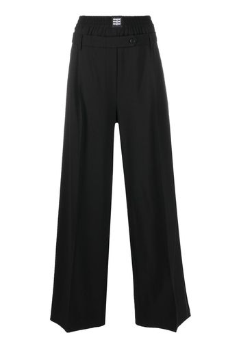 MSGM layered-waistband wide-leg trousers - Nero