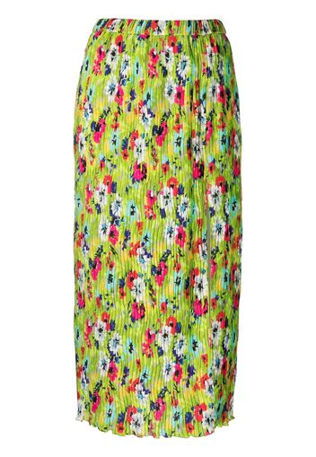 MSGM floral pleated midi skirt - Verde