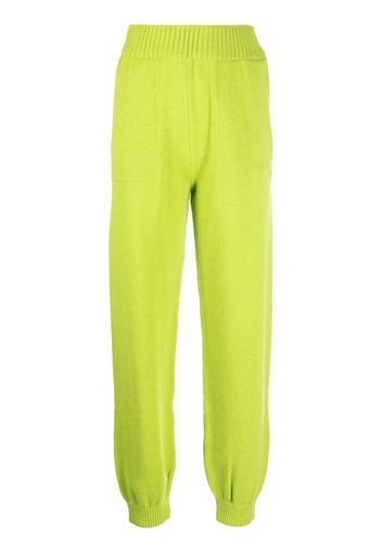 MSGM embroidered-logo knitted trousers - Verde