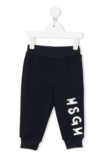 MSGM Kids logo-print cotton track pants - Blu