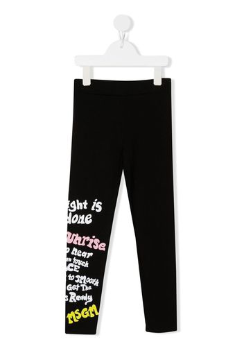 MSGM Kids slogan-print cotton leggings - Nero