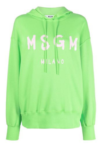 MSGM logo-print cotton hoodie - Verde