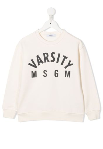 MSGM Kids Varsity logo-print sweatshirt - Toni neutri