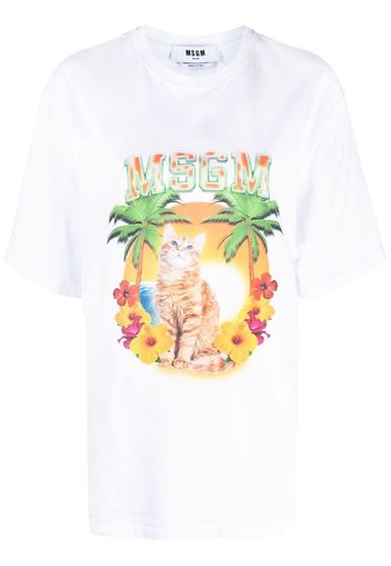 MSGM graphic print short-sleeve T-shirt - Bianco