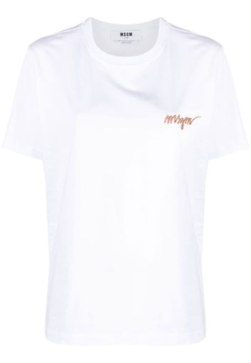 MSGM embroidered logo short-sleeve T-shirt - Bianco