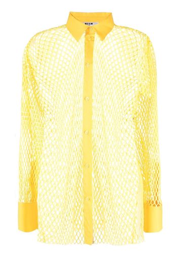 MSGM sheer fishnet shirt - Giallo