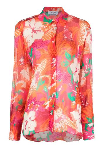 MSGM floral-print crepe shirt - Arancione