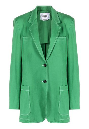 MSGM contrast-stitch denim blazer - Verde