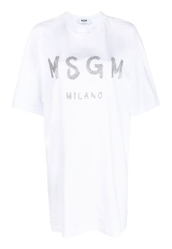 MSGM logo print T-shirt dress - Bianco