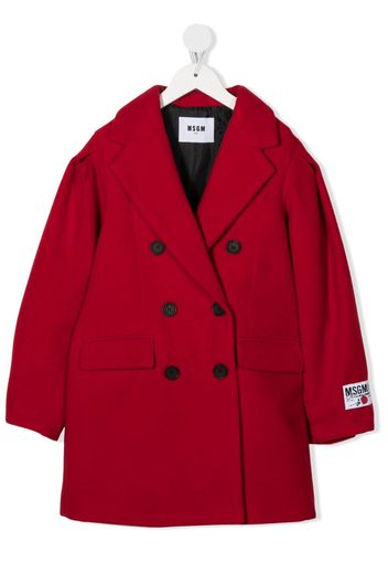 MSGM Kids Caban doppiopetto con applicazione - Rosso