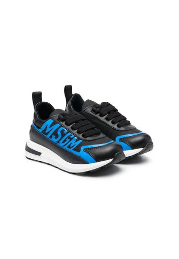 MSGM Kids logo-print laced trainers - Nero