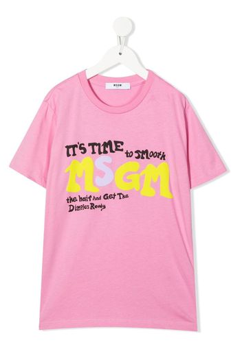 MSGM Kids logo-print cotton T-shirt - Rosa